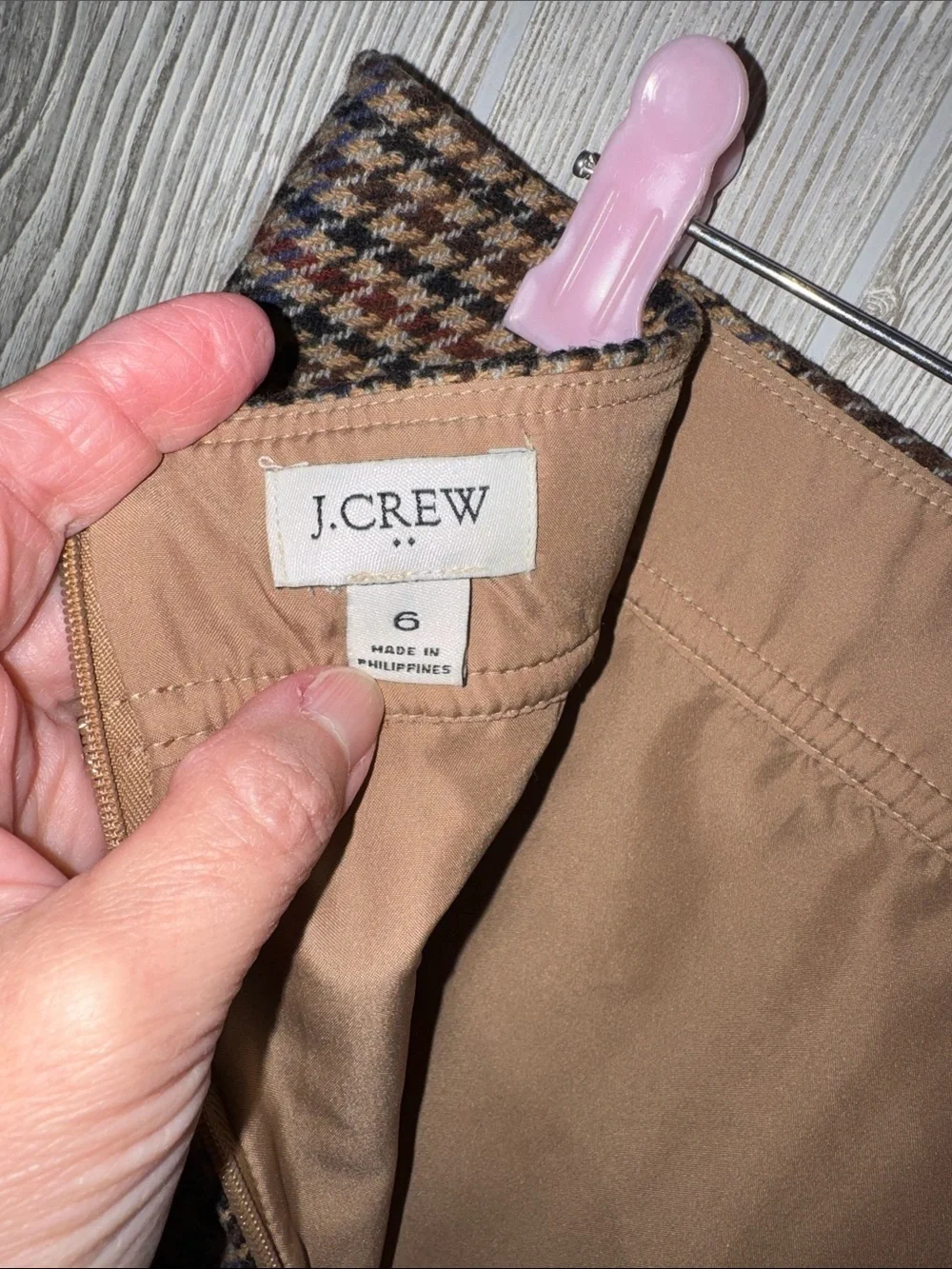 J. Crew Brown Houndstooth Skirt